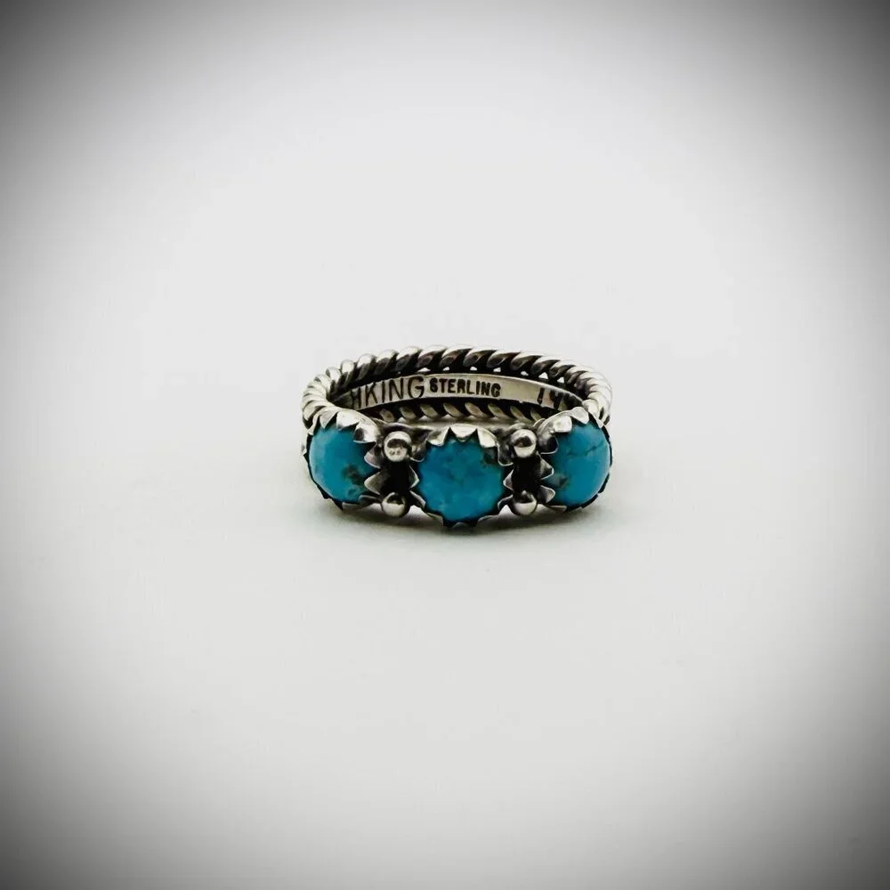 Ray King Sterling & Turquoise Triple-Stone Band — Size 7, 5g